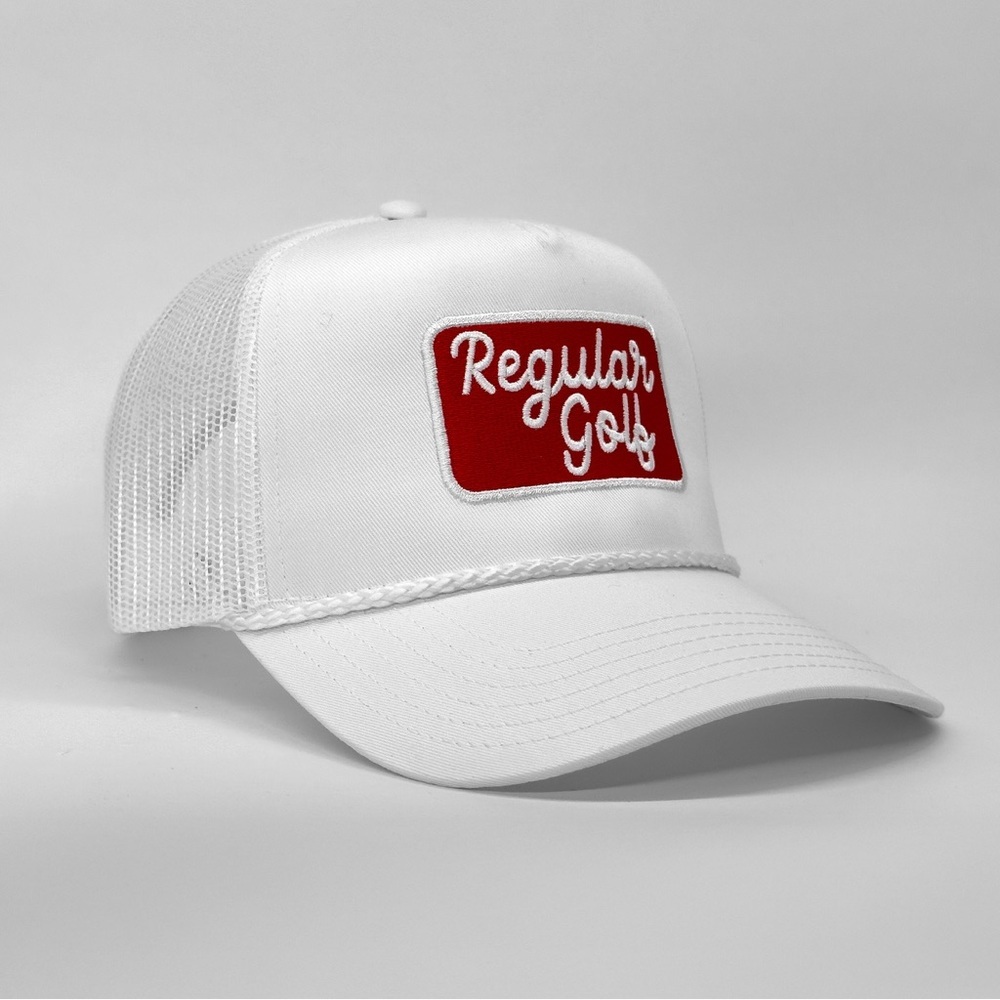 Regular Golf White Trucker Hat – Embroidered - Happy Gilmore